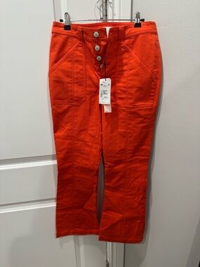 cinq a sept Orange Button-Front High Waist Pants